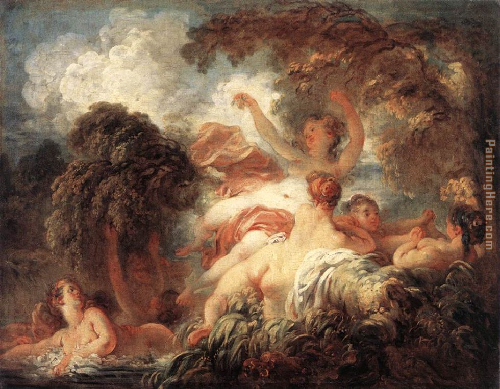 The Bathers painting - Jean Fragonard The Bathers art painting